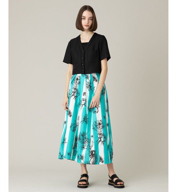 LOULOU WILLOUGHBY「【LOULOU WILLOUGHBY】NEONストライプフラワースカート」|フレア|