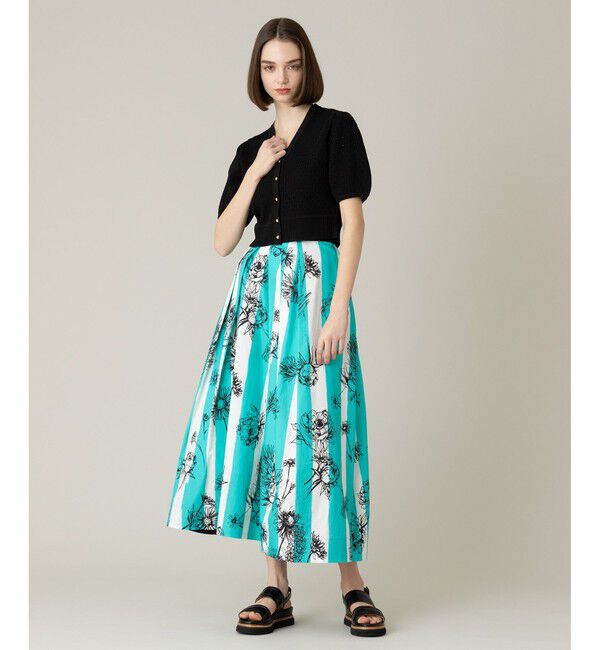 LOULOU WILLOUGHBY「【LOULOU WILLOUGHBY】NEONストライプフラワースカート」|フレア|