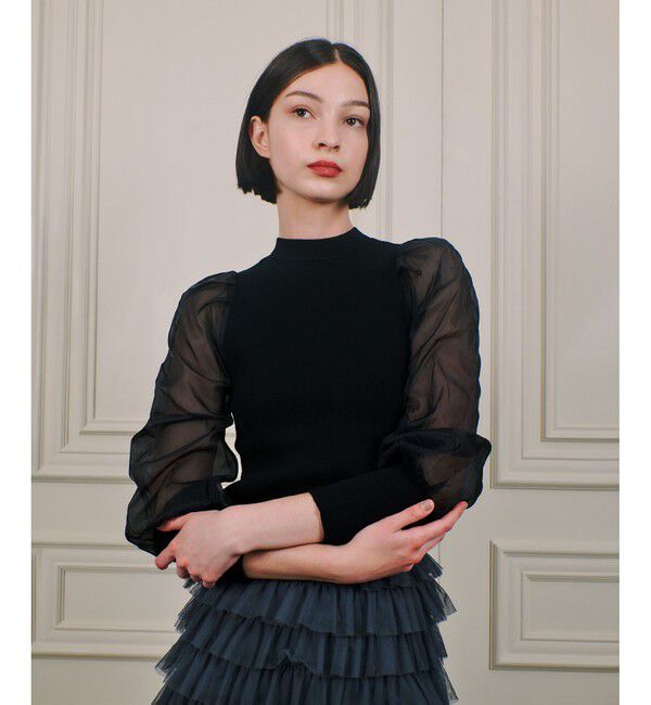 LOULOU WILLOUGHBY「【LOULOU WILLOUGHBY】◇ タックパフシアースリーブプルオーバー」|その他|ブラック