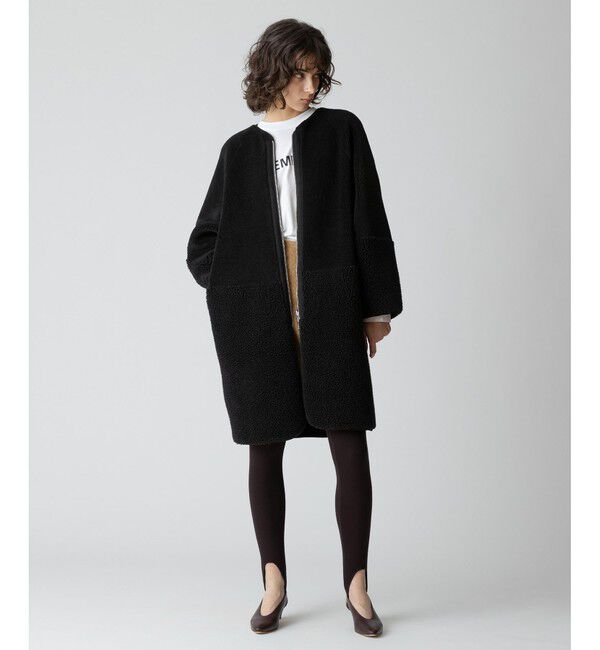 allureville「リバーシブルボアコート」|ノーカラーコート|