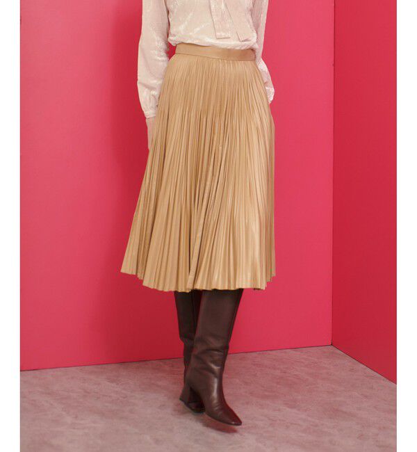 LOULOU WILLOUGHBY「【LOULOU WILLOUGHBY】レザーライクプリーツスカート」|スカート|ベージュ