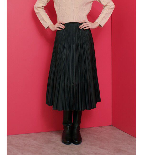 LOULOU WILLOUGHBY「【LOULOU WILLOUGHBY】レザーライクプリーツスカート」|スカート|ブラック