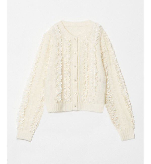 LOULOU WILLOUGHBY「【LOULOU WILLOUGHBY】レーストリミングカーディガン」|カーディガン|