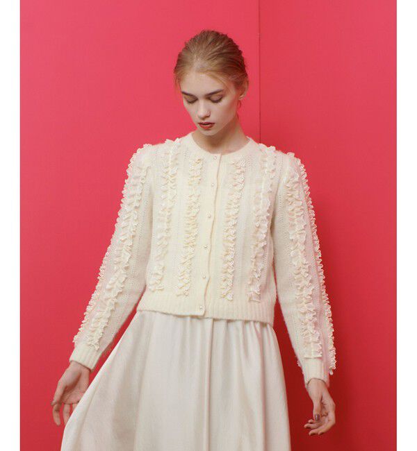 LOULOU WILLOUGHBY「【LOULOU WILLOUGHBY】レーストリミングカーディガン」|カーディガン|