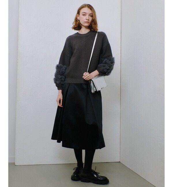 allureville「アセテートサテンボンディングスカート」|フレア|