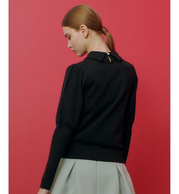 LOULOU WILLOUGHBY「【LOULOU WILLOUGHBY】衿ビジューパフスリーブプルオーバー」|ニット・セーター|