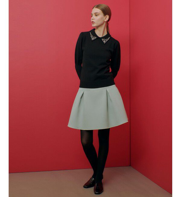 LOULOU WILLOUGHBY「【LOULOU WILLOUGHBY】衿ビジューパフスリーブプルオーバー」|ニット・セーター|