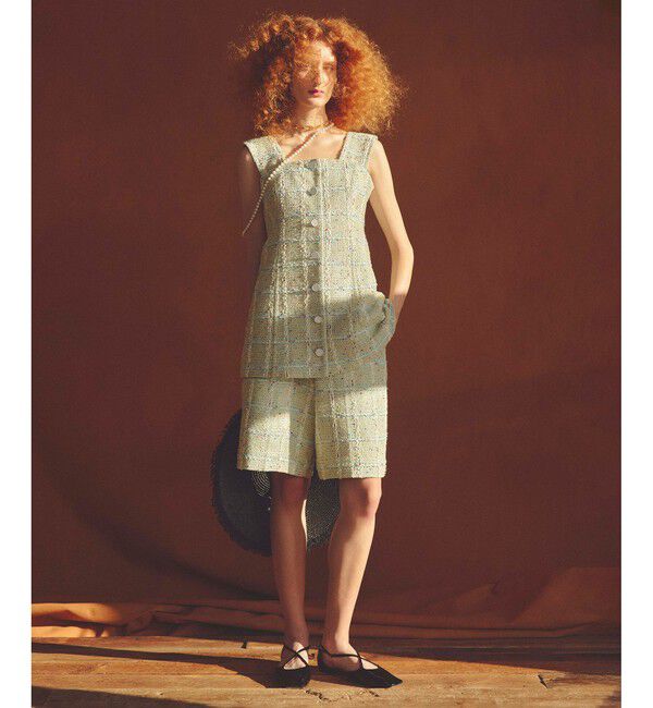 LOULOU WILLOUGHBY「【LOULOU WILLOUGHBY】LINTONツイードハーフパンツ」|その他|ブルー系