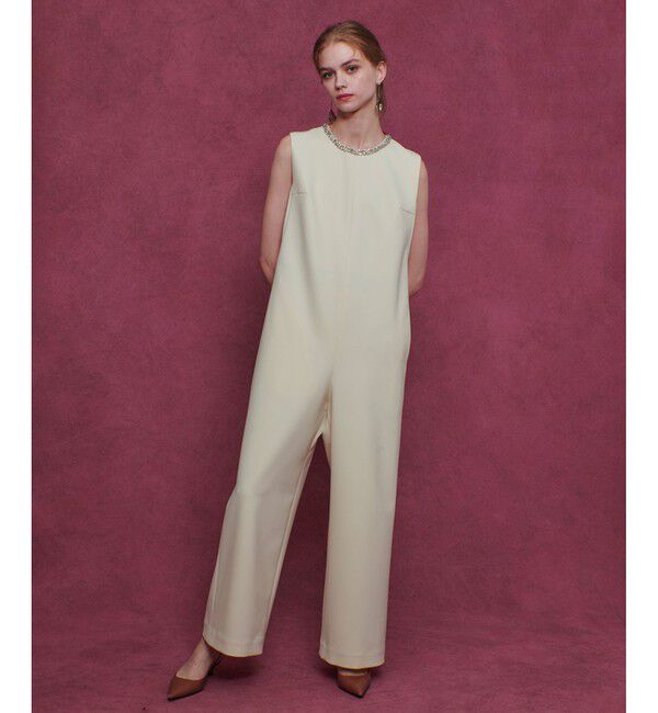 LOULOU WILLOUGHBY「【LOULOU WILLOUGHBY】ビジューオールインワン」|オールインワン|アイボリー