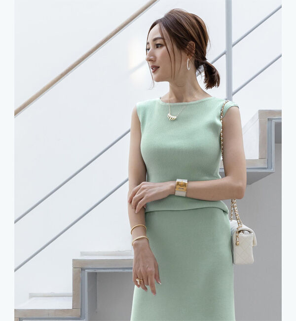 ur's「【星玲奈さんコラボアイテム】リブニットトップス」|ニット・セーター|グリーン