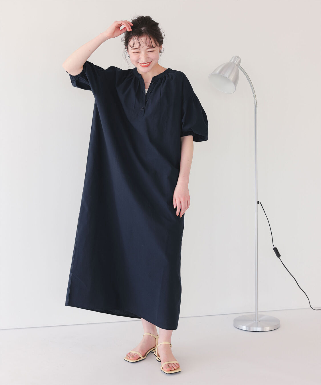 titivate「カフタンシャツワンピース」|ワンピース|ネイビー