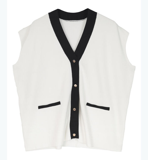 ur's「ゴールド釦Vネックフレンチスリーブニット」|ニット・セーター|