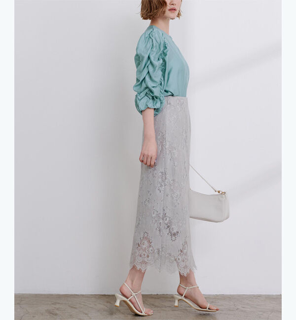 ur's「シャーリングデザインスリーブバンドカラーブラウス」|シャツ・ブラウス|