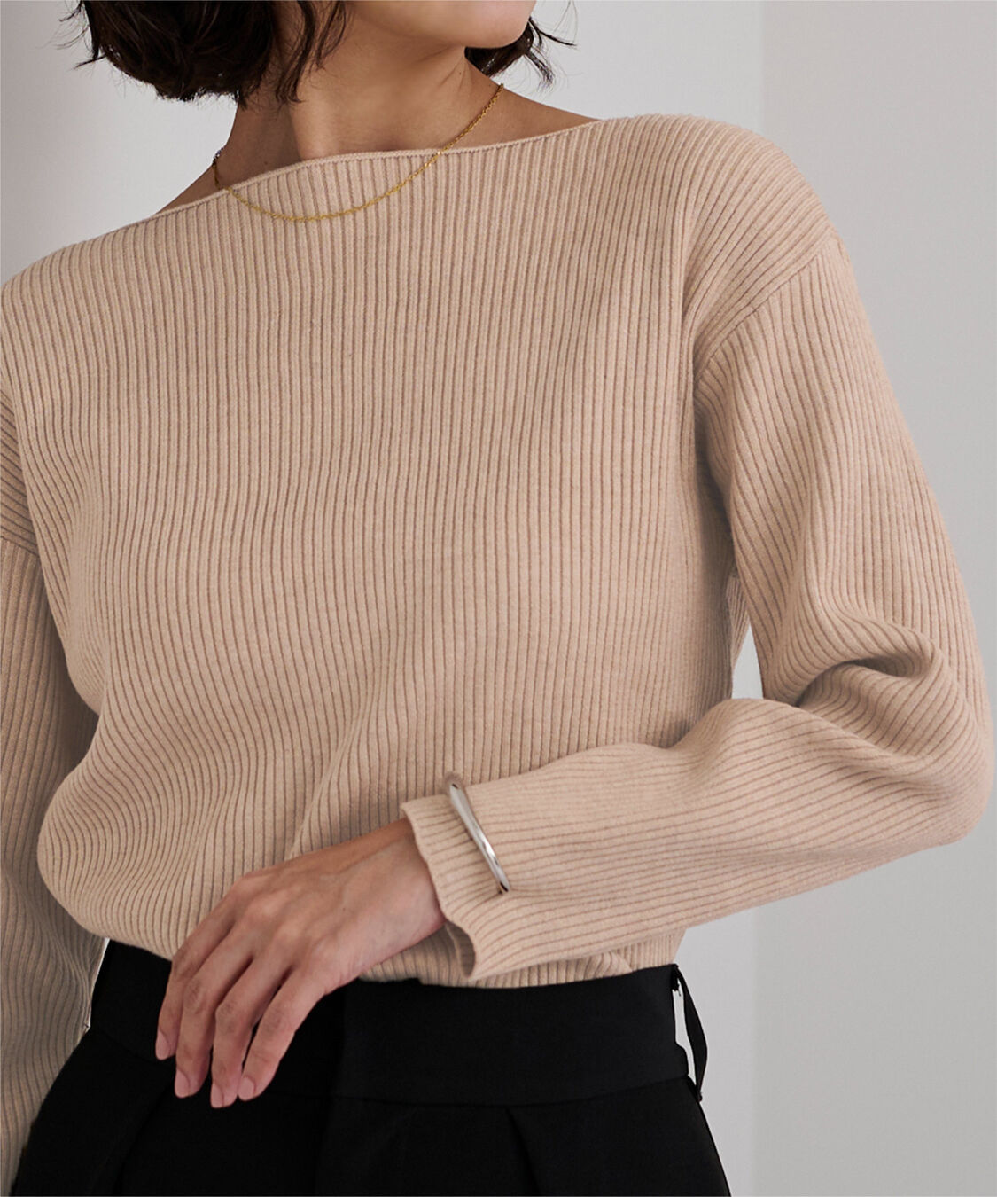 ur's「ボートネックドロップショルダーリブニット」|ニット・セーター|