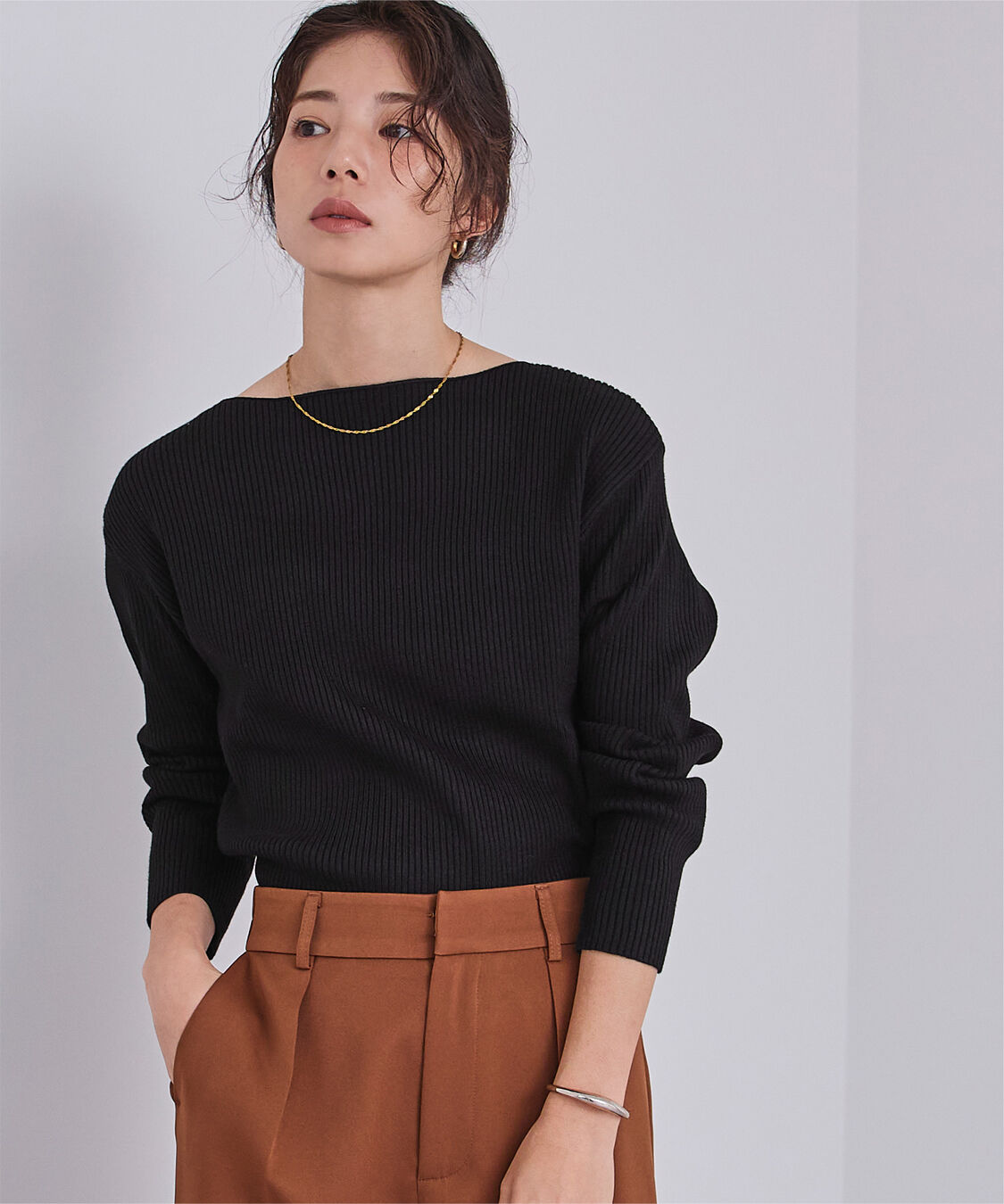 ur's「ボートネックドロップショルダーリブニット」|ニット・セーター|