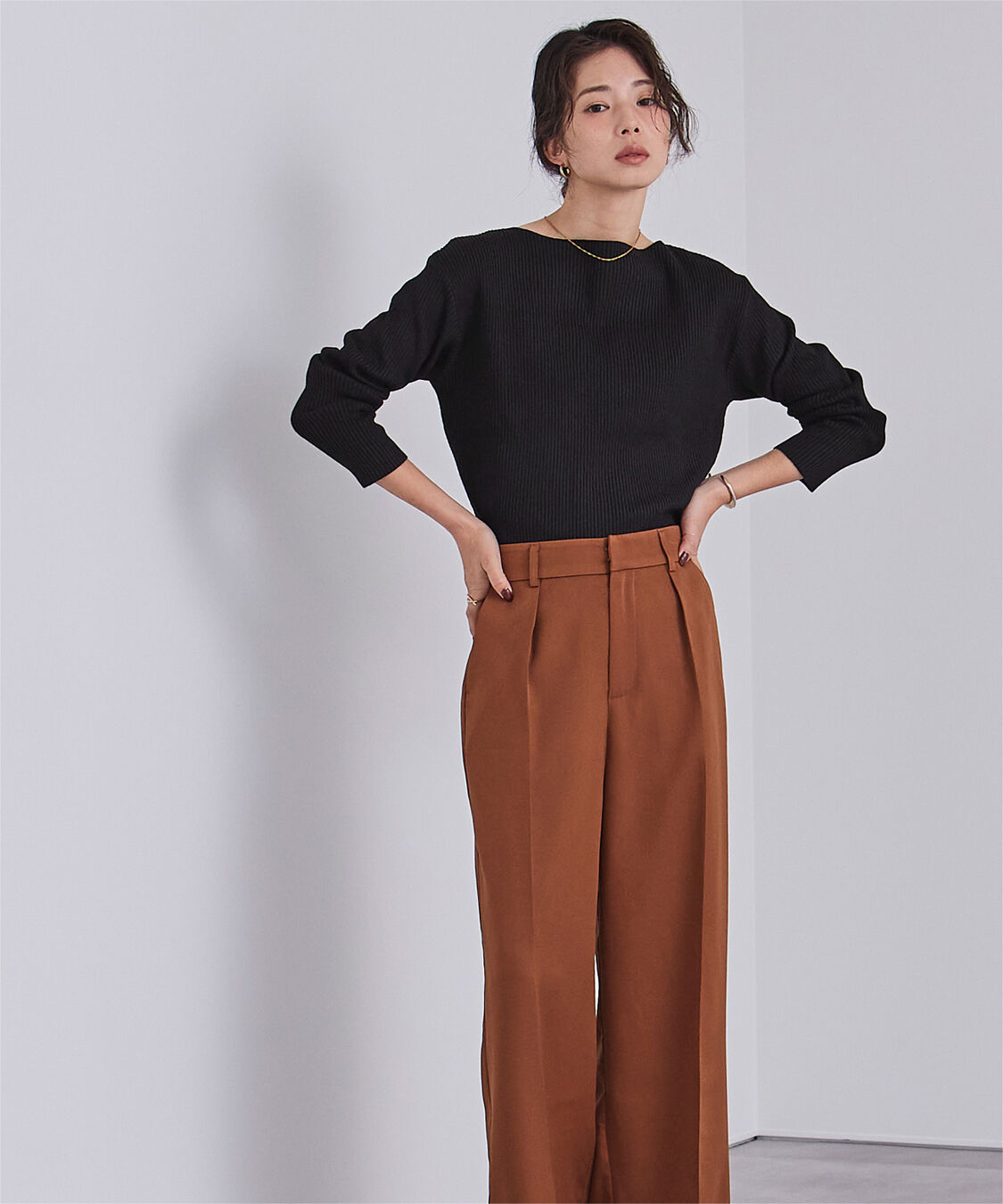 ur's「ボートネックドロップショルダーリブニット」|ニット・セーター|