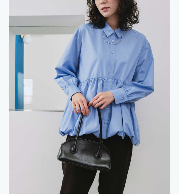 titivate「襟付ヘムバルーンシャツ」|シャツ・ブラウス|ブルー
