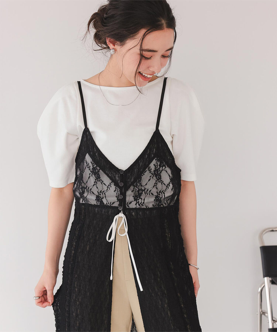 titivate「フォルムスリーブ5分袖カットソー」|Tシャツ・カットソー|ホワイト