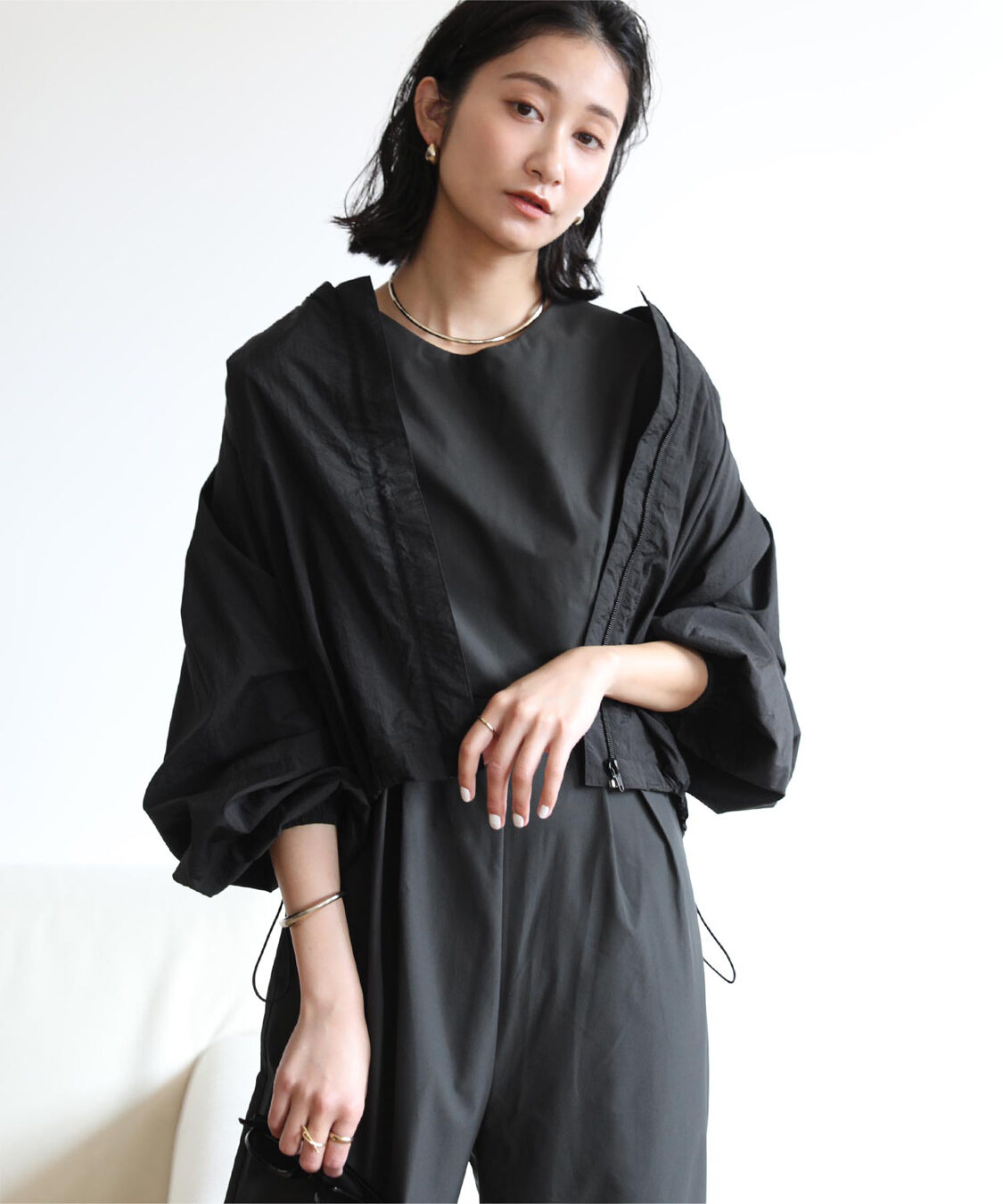 ur's「ドローストリングブルゾン/ラッシュガード」|ブルゾン・スタジャン|ブラック