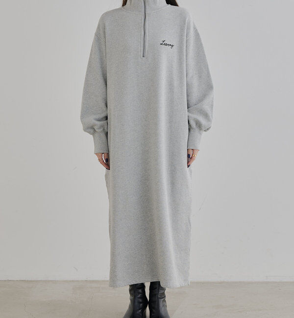  「ハーフジップスウェットワンピース」|ワンピース|