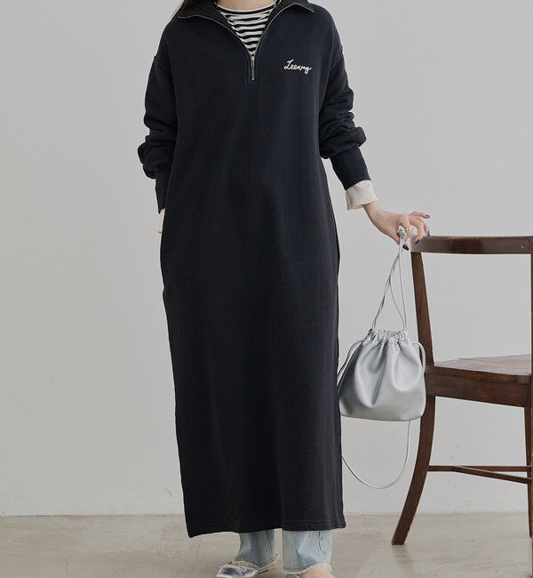  「ハーフジップスウェットワンピース」|ワンピース|