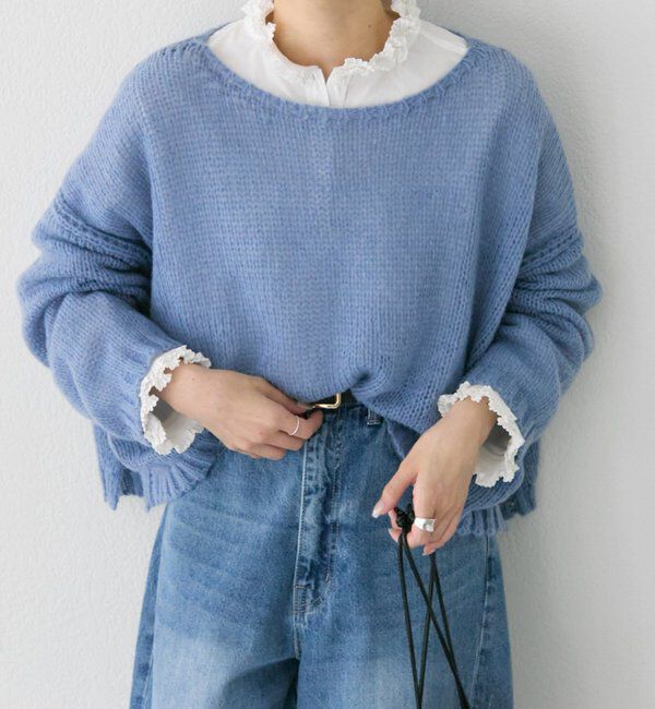  「3Gドロップ天竺ニットプルオーバー」|プルオーバー|ブルー