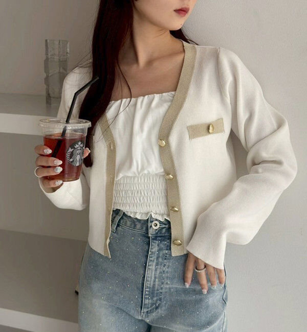  「配色ラメニットカーディガン」|ニット・セーター|