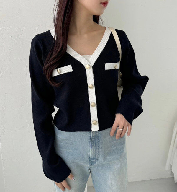  「配色ラメニットカーディガン」|ニット・セーター|