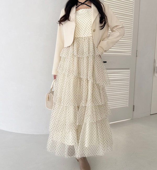  「ブローチ付きショートテーラードジャケット」|ノーカラーコート|