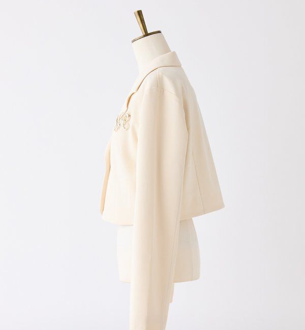  「ブローチ付きショートテーラードジャケット」|ノーカラーコート|