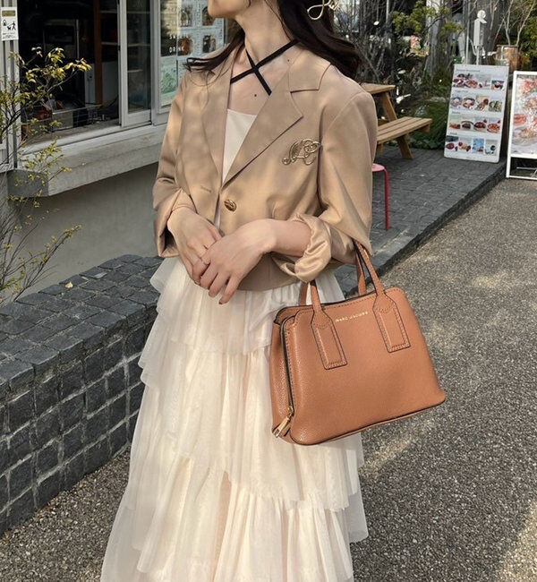  「ブローチ付きショートテーラードジャケット」|ノーカラーコート|