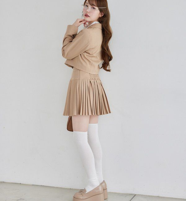  「ブローチ付きショートテーラードジャケット」|ノーカラーコート|