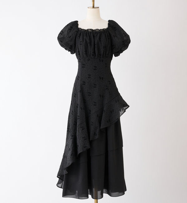 「【Black collection】イレヘムティアードロングワンピース」|ワンピース|