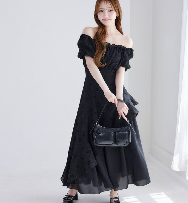  「【Black collection】イレヘムティアードロングワンピース」|ワンピース|
