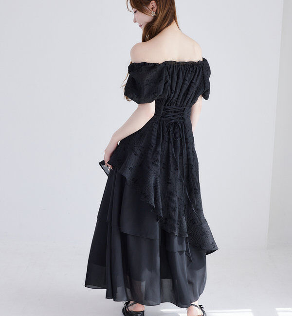  「【Black collection】イレヘムティアードロングワンピース」|ワンピース|