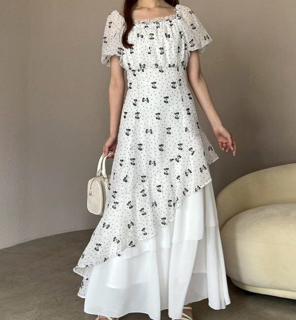  「【Black collection】イレヘムティアードロングワンピース」|ワンピース|