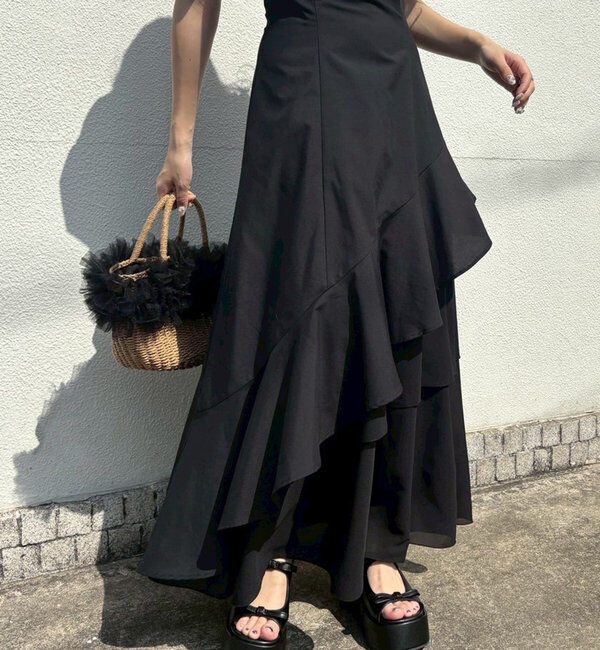  「【Black collection】イレヘムティアードロングワンピース」|ワンピース|
