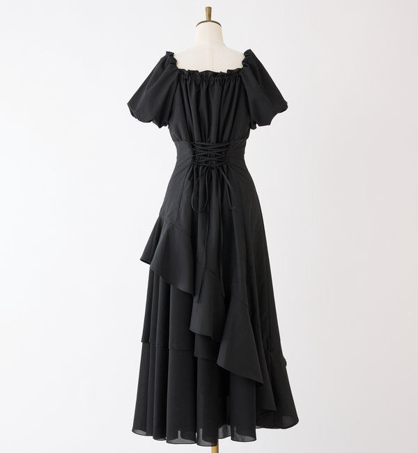  「【Black collection】イレヘムティアードロングワンピース」|ワンピース|