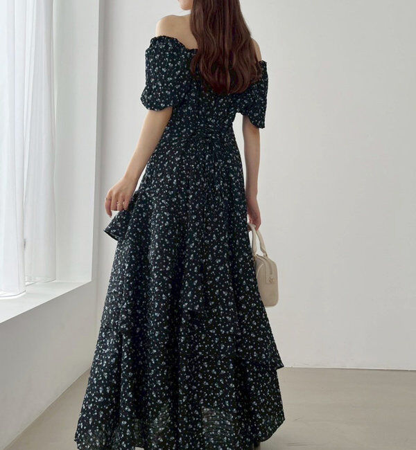 「【Black collection】イレヘムティアードロングワンピース」|ワンピース|
