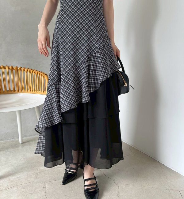  「【Black collection】イレヘムティアードロングワンピース」|ワンピース|