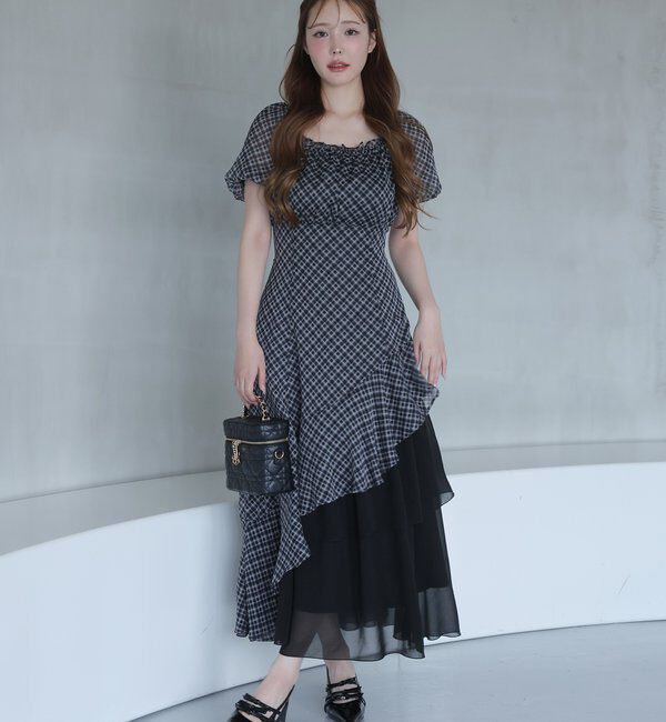  「【Black collection】イレヘムティアードロングワンピース」|ワンピース|