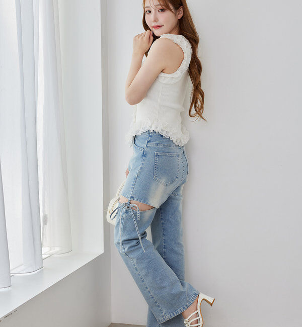  「サイドあき美脚ストレッチデニム」|その他|