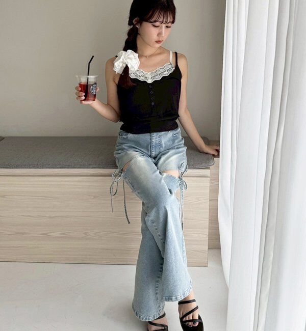  「サイドあき美脚ストレッチデニム」|その他|
