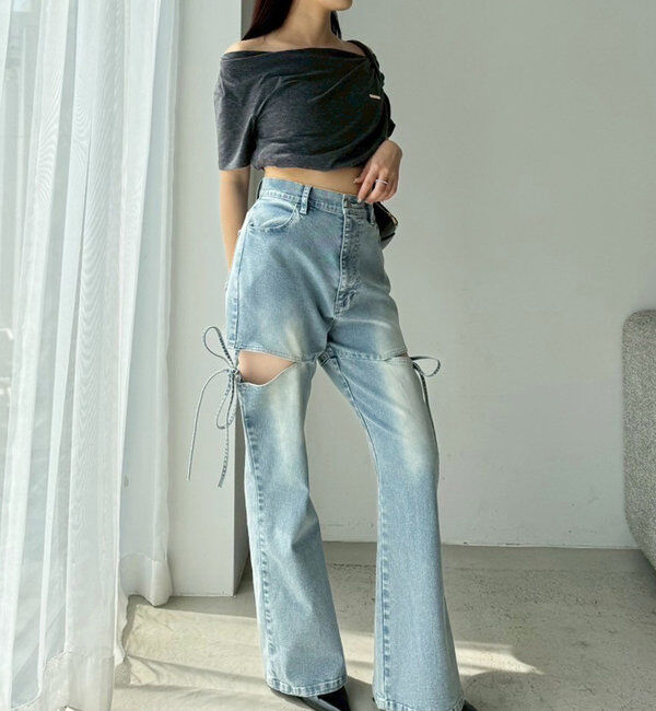  「サイドあき美脚ストレッチデニム」|その他|