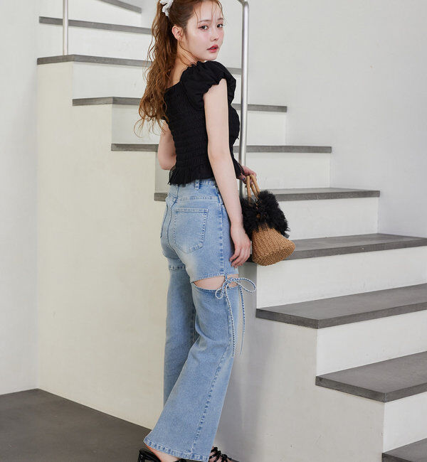  「サイドあき美脚ストレッチデニム」|その他|