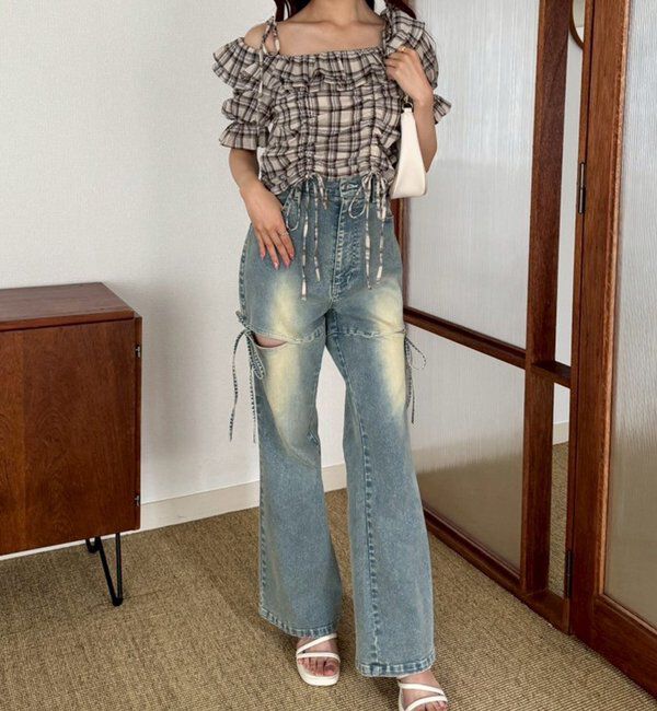  「サイドあき美脚ストレッチデニム」|その他|