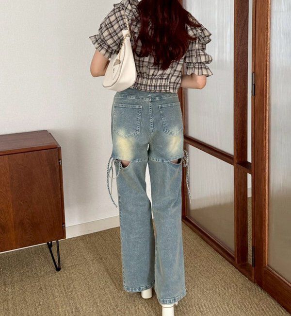  「サイドあき美脚ストレッチデニム」|その他|