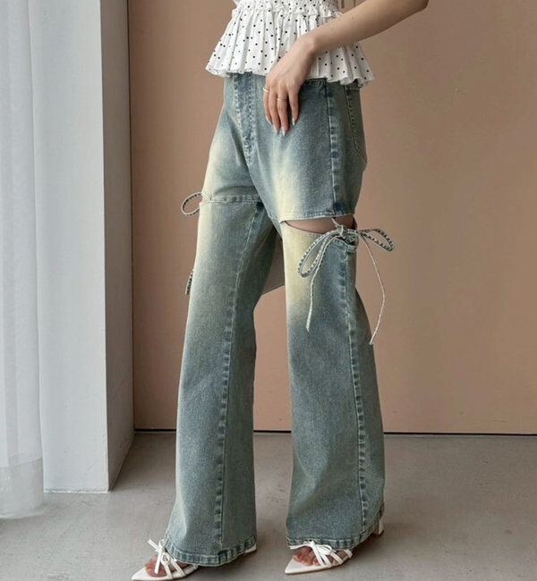  「サイドあき美脚ストレッチデニム」|その他|