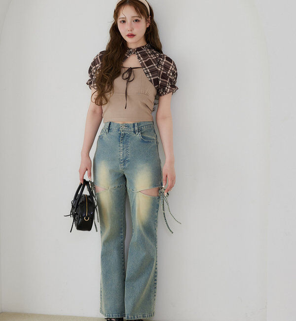  「サイドあき美脚ストレッチデニム」|その他|