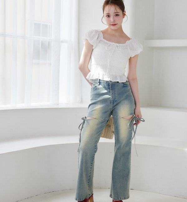  「サイドあき美脚ストレッチデニム」|その他|